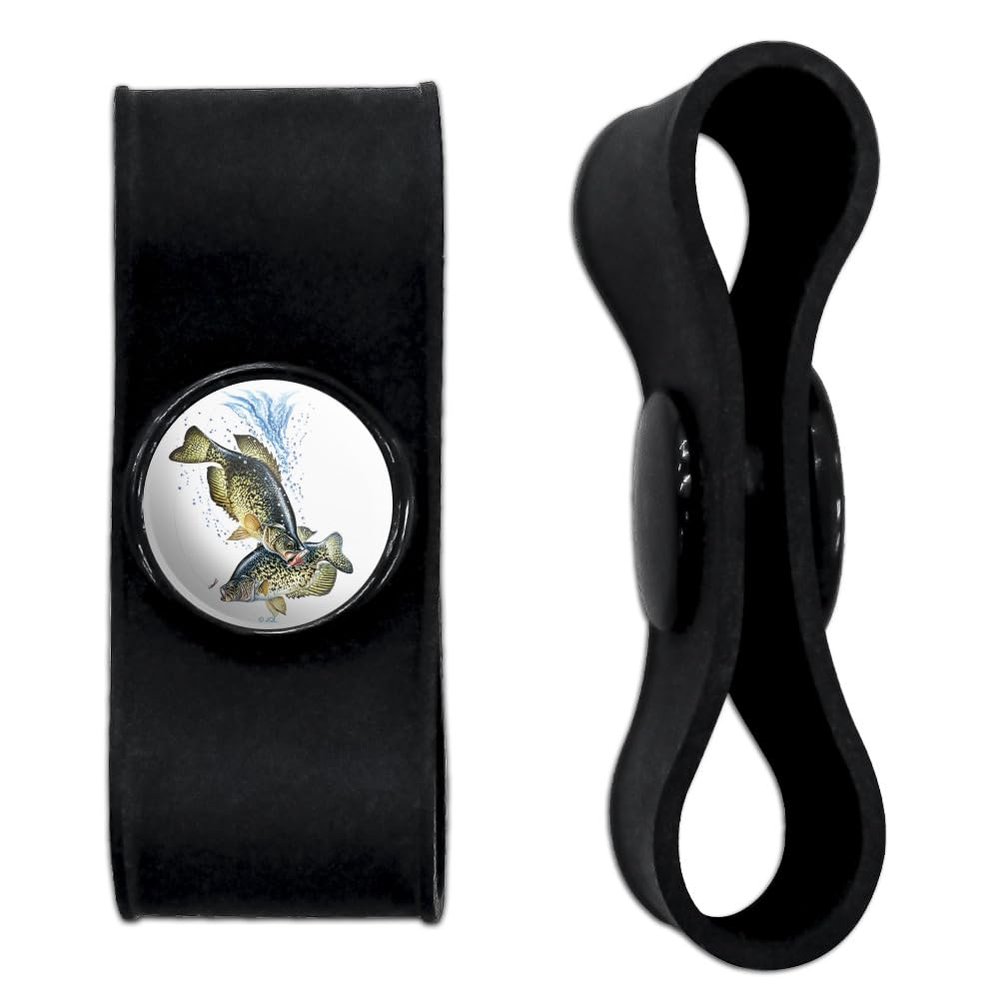 Crappie Fishing 6 Headphone Earbud Cord Wrap - Charging Cable Manager - Wire Organizer Set of 2 - Black