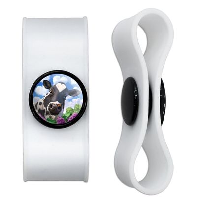 Cow and Butterfly Headphone Earbud Cord Wrap - Charging Cable Manager - Wire Organizer Set of 2 - White