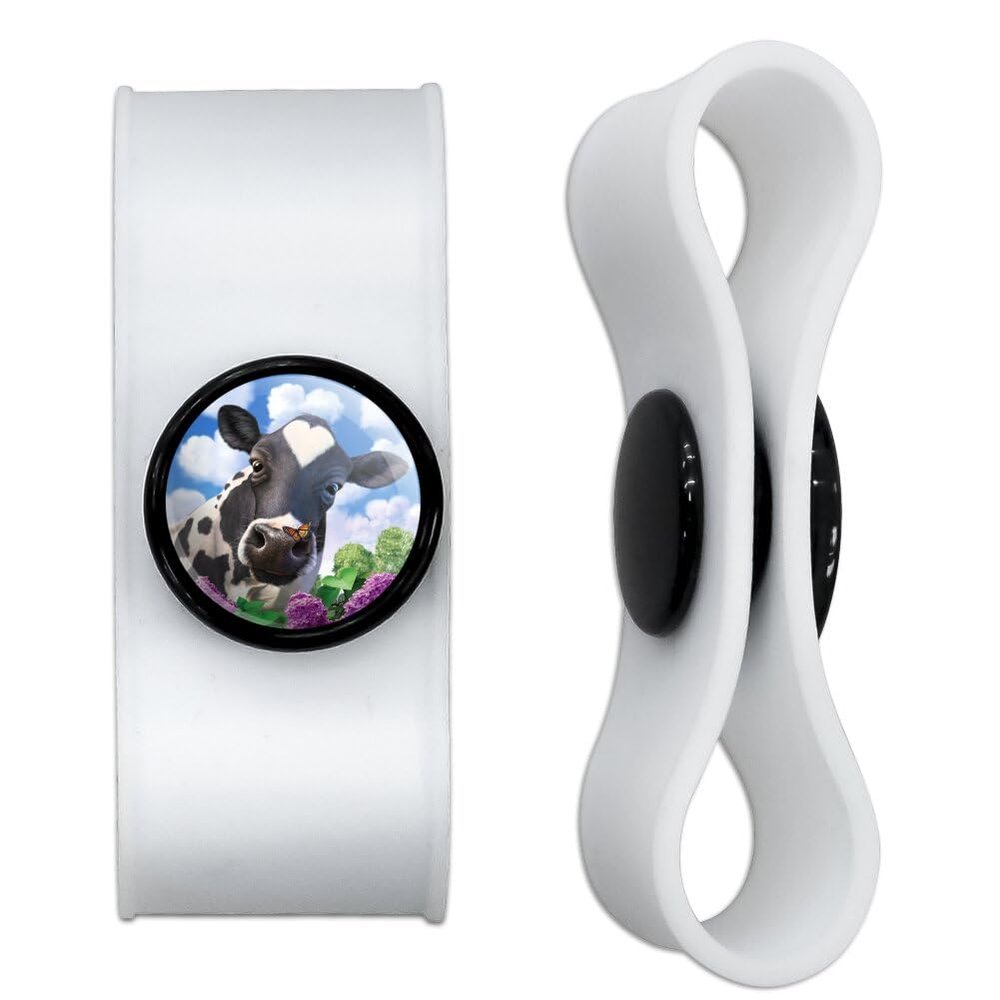 Cow and Butterfly Headphone Earbud Cord Wrap - Charging Cable Manager - Wire Organizer Set of 2 - White
