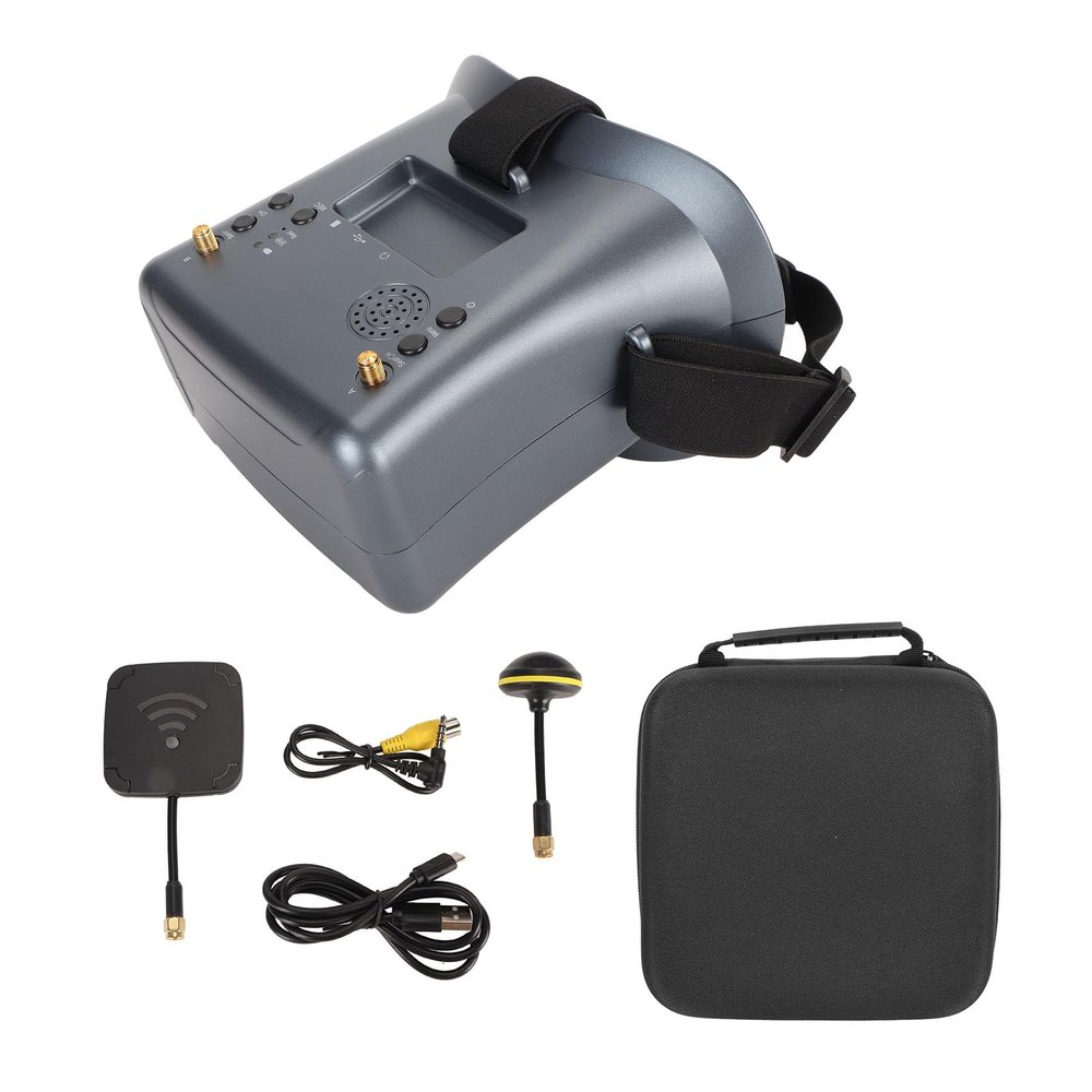 Vikye 4.3 Inch LCD Monitor FPV Video Glasses Dual Antenna 92% Transparent Lens Automatic Search Function Built in 2000mAh Battery