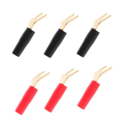 FAVOMOTO 6pcs Plated u Shape Banana Speaker Connector for Audio Devices Easy to Install Stable Signal Transmission for Home Theater and Speaker Wire Connections
