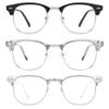 Przene Blue Light Blocking Glasses for Men Women Retro Round Semi Rimless UV400 Computer Eyewear 3-Pack Black/grey/transparent view 1