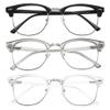 Przene Blue Light Blocking Glasses for Men Women Retro Round Semi Rimless UV400 Computer Eyewear 3-Pack Black/grey/transparent view 4