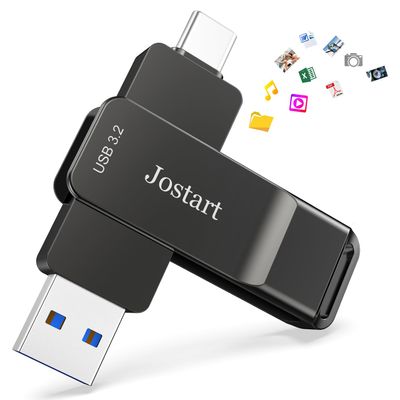 Jostart- 256GB External Portable SSD USB C Solid State Drive Up to 1000MB/s USB 3.2 Gen 2 Dual-Drive Type C + USB A Solid State Thumb-Drive for iPhone 15//16/17/Android Laptops/Windows/Mac, Silver