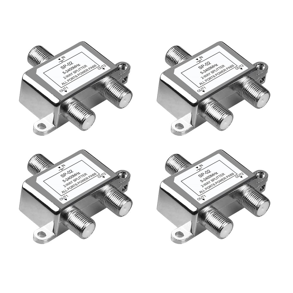 4 Pack Coaxial Cable Splitter 2 Way, NEWCARE Coax Splitter 5-2400MHz, RG6 Compatible, Cable Splitter 2 Way Can Work with Satellite/Cable TV and Internet, CATV Antenna System