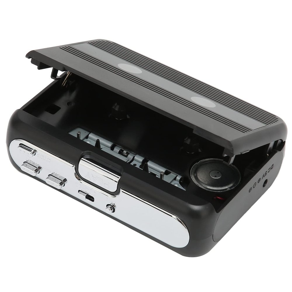 Portable Cassette Player with Auto Reverse, Bluetooth 5.0, FM Radio, 3.5mm Jack, Dual Power Options for Tape Playback and Audio Streaming (Black)