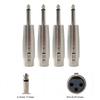 4Pcs Metal 3 Pin XLR Female to 6.35mm 1/4" Mono TS Male Adapter view 2