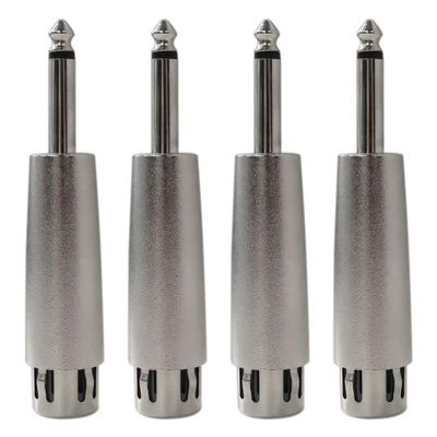 4Pcs XLR (3-Pin) Female to 6.35 mm (1/4") Jack Male Plug Audio Cable Mic Adapter - Silver