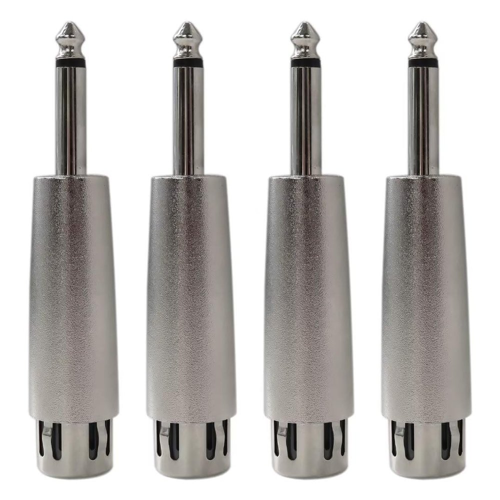 4Pcs XLR (3-Pin) Female to 6.35 mm (1/4") Jack Male Plug Audio Cable Mic Adapter - Silver