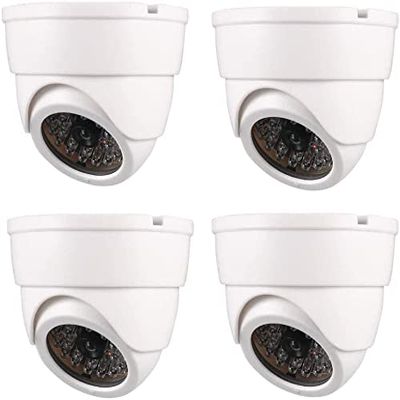 XYWHPGV Fake Security Camera Dummy Dome CCTV with Blinking Red LED Warning Light for Home Outdoor Indoor White 4pcs(0b52e 319cb 124ea 7f6f6 57a45 b297c