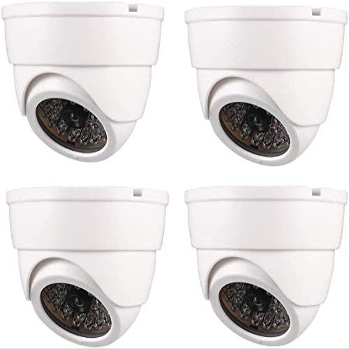 XYWHPGV Fake Security Camera Dummy Dome CCTV with Blinking Red LED Warning Light for Home Outdoor Indoor White 4pcs(0b52e 319cb 124ea 7f6f6 57a45 b297c