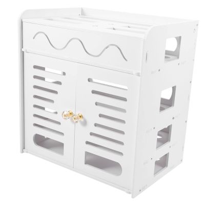 Gatuida Storage Box Modem Hider Cable Organizer Punch- Rack Router Storage Rack Cable Case for Home Cord Organizer for Desk Cord Management White PVC WiFi Electric Wire Power Strip