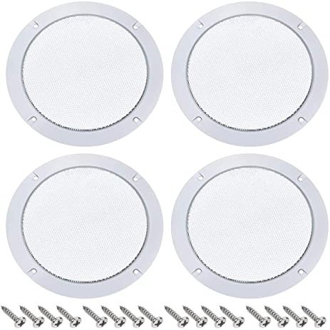 XYWHPGV 4pcs 5 inches Speaker Grill Mesh Decorative Circle Woofer Guard Protector Cover Audio Accessories White(1fecf 054af 3ae3e a5b55 65359 7581e
