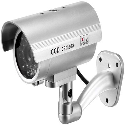 XYWHPGV Fake Security Camera Dummy CCTV Surveillance System with Blinking Red LED Warning Alert Light, Sticker for Home Outdoor Indoor Silver(0bc22 ddd35 09c79 284b5 a8c85 f4d85