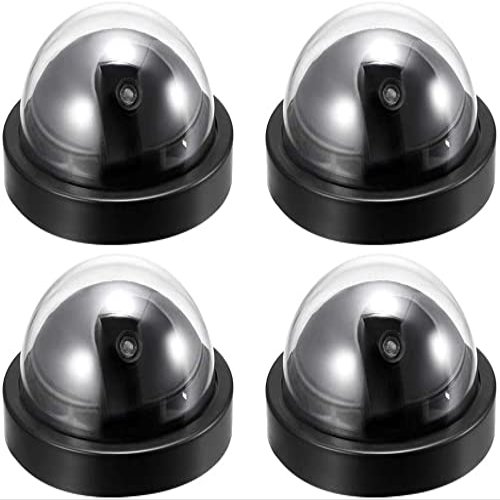 XYWHPGV Fake Security Camera Dummy Dome CCTV with Blinking Red LED Warning Alert Light for Home Outdoor Indoor Black 4pcs(3b4e4 2aca0 c6eec 67290 2b4df 30740