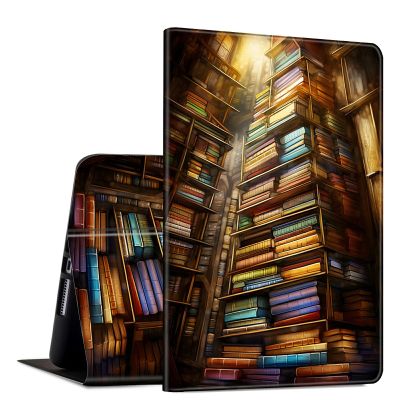 Case for Amazon Kindle Fire Max 11 Tablet (13th Gen,2023 Release) 11" - PU Leather Slim Lightweight Multiple Angles Stand Smart Cover with Auto Wake/Sleep for Fire 11 Max Tablet, Library Bookshelfs