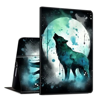 GFRGTFHYT for Kindle Scribe 10.2 inch Case 2022 Release PU Leather Slim Lightweight Multiple Angles Stand Smart Cover with Auto Wake/Sleep for Kindle Scribe 10.2", Watercolor Wolf Moon