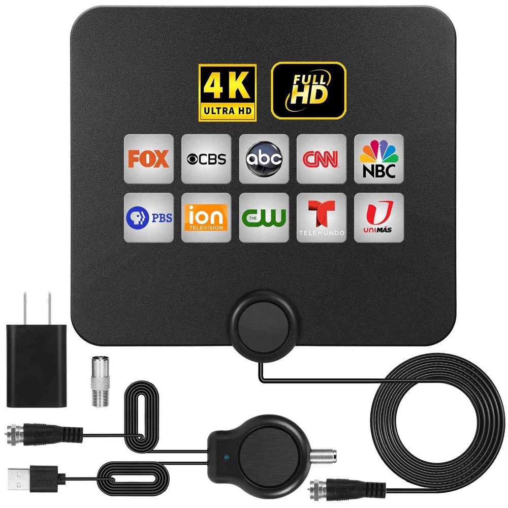 Upgraded Amplified HD Digital TV Antenna Long 350+ Miles Range - Support 4K 1080p for Samsung Tv Model un55mu800dfxza - Indoor Smart Switch Amplifier Signal Booster - Extra Long HDTV Cable/AC Adapter