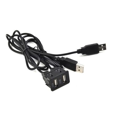 ImBros 100CM Car Dash Flush Mount AUX USB Port Panel Auto Boat Dual USB Extension Cable Adapter