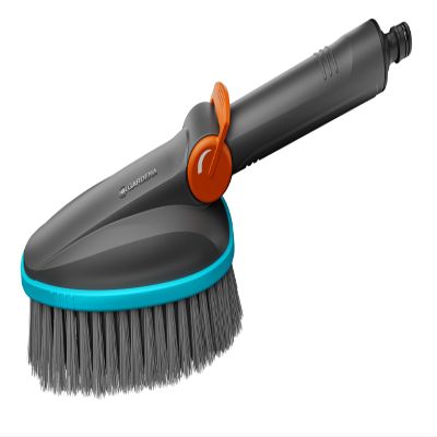 Gardena Cleansystem Hand-Held Brush M Soft Scrubber with Hose Connection, for Smaller, Sensitive Surfaces. Practical one-Handed Operation, with Water-Flow Regulation (18842-20)
