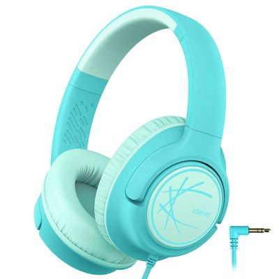 iClever Kids Headphones with Cord, 85dBA Safe Volume Wired Headphones for Kids, Stereo Sound Foldable Adjustable, 3.5mm Jack, Over Ear Child Headphone for School/Boys/Girls/iPad/Tablet/Travel, Green