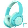 iClever Kids Headphones with Cord, 85dBA Safe Volume Wired Headphones for Kids, Stereo Sound Foldable Adjustable, 3.5mm Jack, Over Ear Child Headphone for School/Boys/Girls/iPad/Tablet/Travel, Green view 1