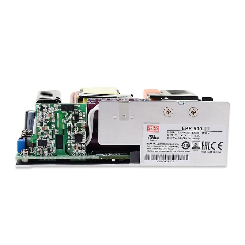 Mean Well EPP 500W 12V 26.7A Switching Power Supply Single Output Open Frame EPP-500-12 Power Supply Driver Converter Transformer with PFC, LED Power Indicator