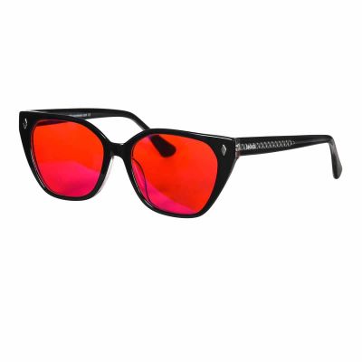 Red Lens Glasses Anti-glare Blue Light Filters Good Sleep Glasses Acetate Frame for Sleeping Glasses Men(C1 RED)