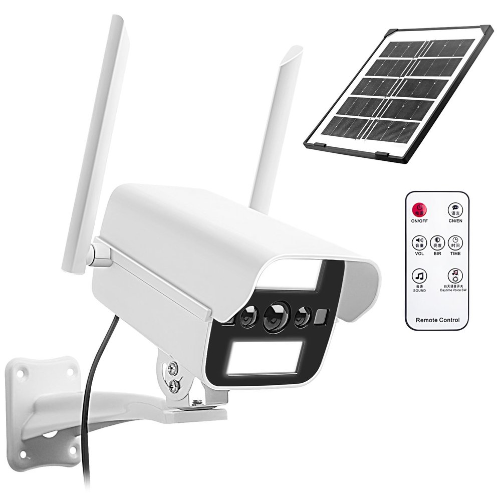onovatpol Solar Fake Security Camera with Motion Sensor Light&Audio& Sound&Doorbell for Outdoor, Decoy Simulated Dummy Surveillance Cameras for Outside, IP54, Warning Sticker Included (Solar+Battery)