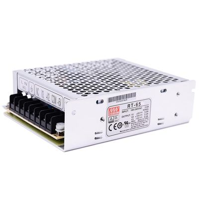 Mean Well RT 65W 5V 4A Switching Power Supply AC-DC Triple Output Closed Type RT-65D-5 Power Supply Driver Converter Transformer with LED Power Indicator, Adj Output