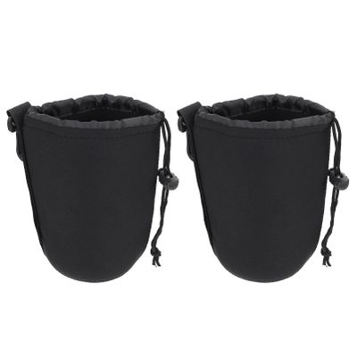 2pcs Camera Lens Pouch Bag Neoprene Dslr Lens Case Small Pouch for Protection Shockproof Water Resistant