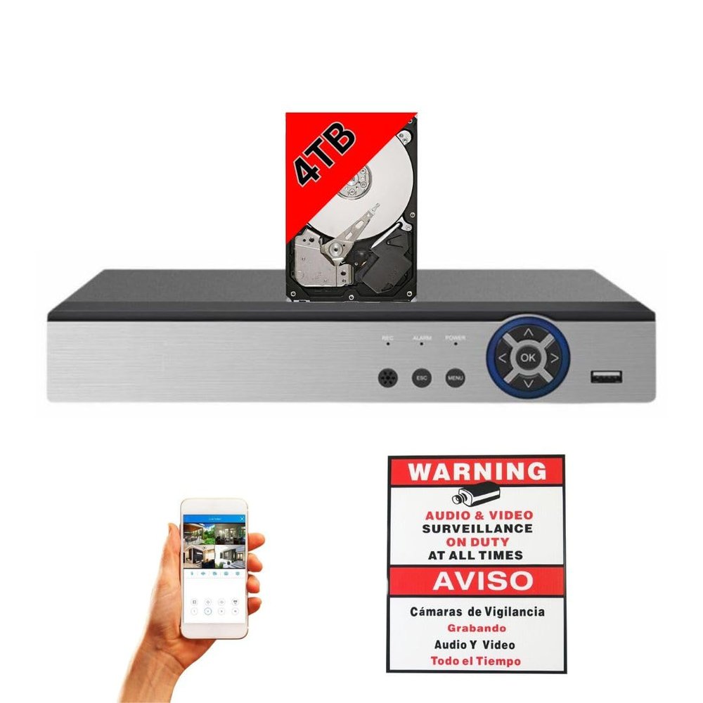 Evertech 8 Channel HD 1080P DVR Security Video Recorder with 4TB Hard Drive for 2MP AHD/TVI/CVI/Analog Cameras