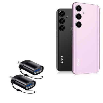 BoxWave Cable Compatible with Xgody V50 - USB-C to A PortChanger (2-Pack), USB Type-C OTG USB Portable Keychain - Slate Black
