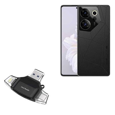 BoxWave Smart Gadget Compatible with Tecno Camon 20 Pro - AllReader SD Card Reader, microSD Card Reader SD Compact USB - Jet Black