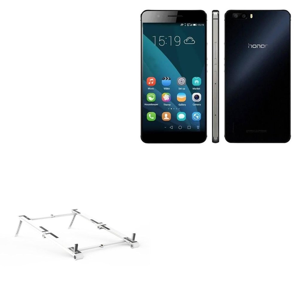BoxWave Stand and Mount Compatible with Huawei Honor 6 Plus - Pocket Aluminum Stand 3-in-1, Portable Multi Angle Viewing Riser - Metallic Silver
