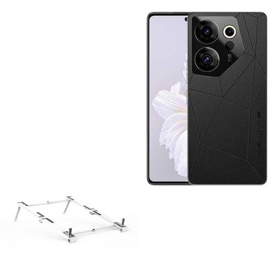 BoxWave Stand and Mount Compatible with Tecno Camon 20 Pro - Pocket Aluminum Stand 3-in-1, Portable Multi Angle Viewing Riser - Metallic Silver