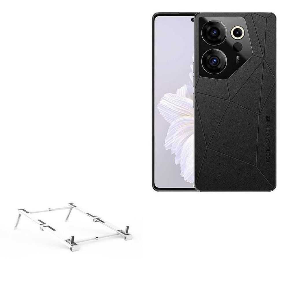 BoxWave Stand and Mount Compatible with Tecno Camon 20 Pro - Pocket Aluminum Stand 3-in-1, Portable Multi Angle Viewing Riser - Metallic Silver