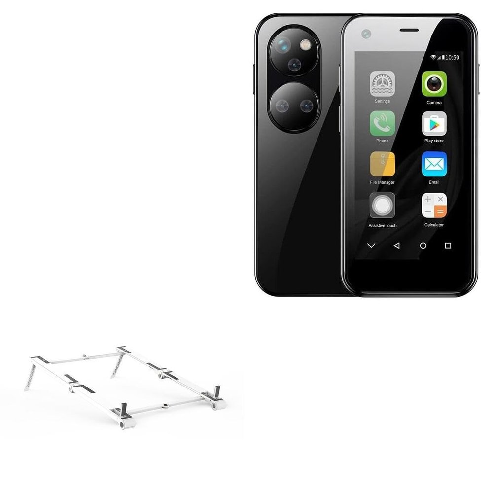 BoxWave Stand and Mount Compatible with Sudroid Mini Smartphone - Pocket Aluminum Stand 3-in-1, Portable Multi Angle Viewing Riser - Metallic Silver