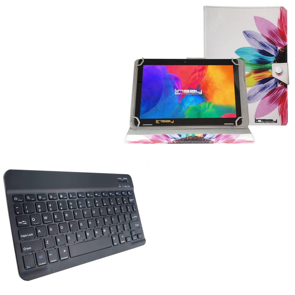 BoxWave Keyboard Compatible with Linsay F10IPRAIN (10.1 in) - SlimKeys Bluetooth Keyboard, Portable Thin with Chiclet-Style Keys - Jet Black