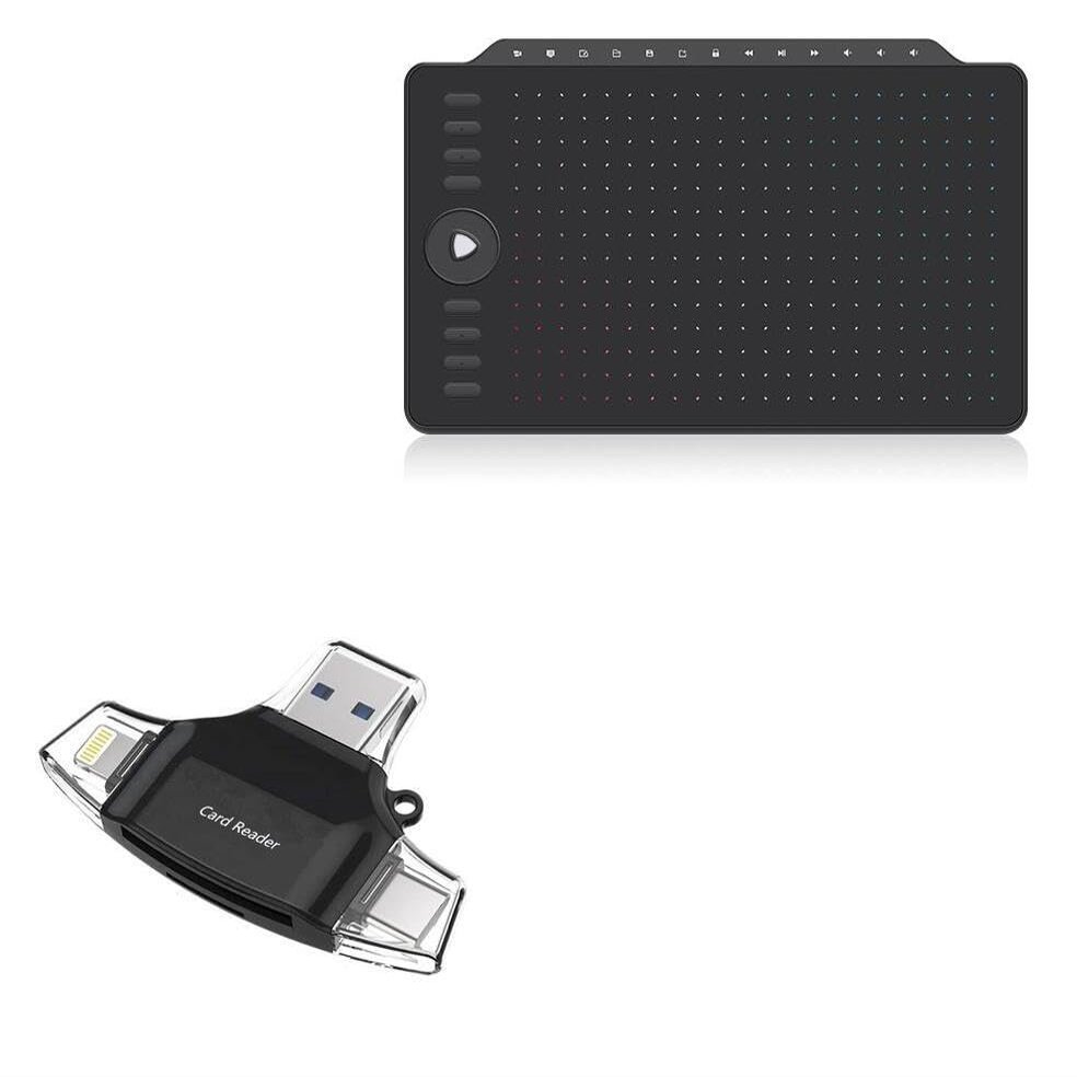 BoxWave Smart Gadget Compatible with Gaomon M1220 - AllReader SD Card Reader, microSD Card Reader SD Compact USB - Jet Black