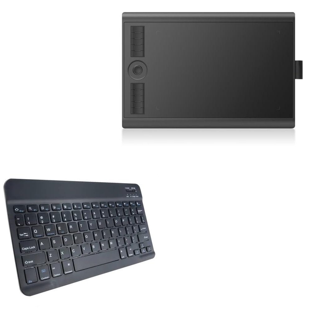 BoxWave Keyboard Compatible with Gaomon M10K Pro - SlimKeys Bluetooth Keyboard, Portable Thin with Chiclet-Style Keys - Jet Black