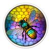 Honey Bee Pretty Stained Glass Design Stickers - 2 Pack - Waterproof Vinyl for Car, Phone, Water Bottle, Laptop - Colorful Bee Decals (2-Pack) view 1