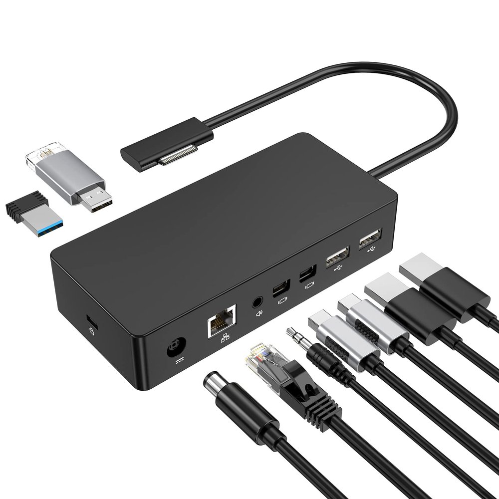 Surface Dock, Surface Pro Docking Station with 90W Power Supply Compatible with Surface Pro11/10/9/ 8/X/7/6/4/3, Surface Laptop 4/3/2/go, Surface Laptop, Surface Book2,Surface Book,Surface Go