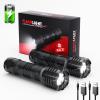 2 Pack Rechargeable Flashlights High Lumens + Emergency Radio,5000 Digital Weather Radio with AM/FM/NOAA/SW view 2
