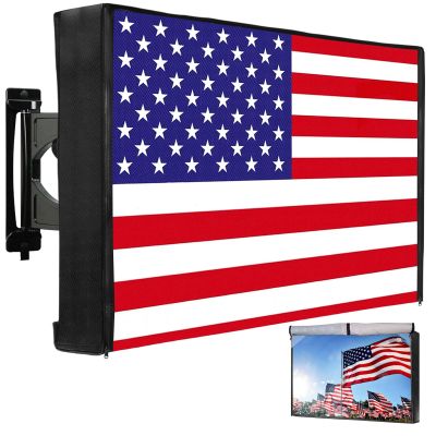 HOMEYA Outdoor TV Cover American Flag 30-32 Inch, 600D Heavy Duty Weatherproof TV Screen Protector, Waterproof Zipper Front Flap&Velcro Bottom, Outside Television Enclosure for LED LCD Flat Screen TV