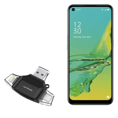 BoxWave Smart Gadget Compatible with Oppo A33 - AllReader SD Card Reader, microSD Card Reader SD Compact USB - Jet Black