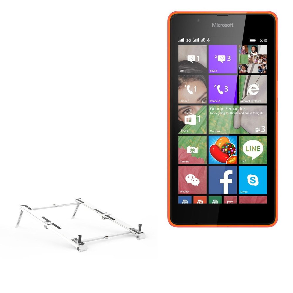 BoxWave Stand and Mount Compatible with Nokia Lumia 540 - Pocket Aluminum Stand 3-in-1, Portable Multi Angle Viewing Riser - Metallic Silver