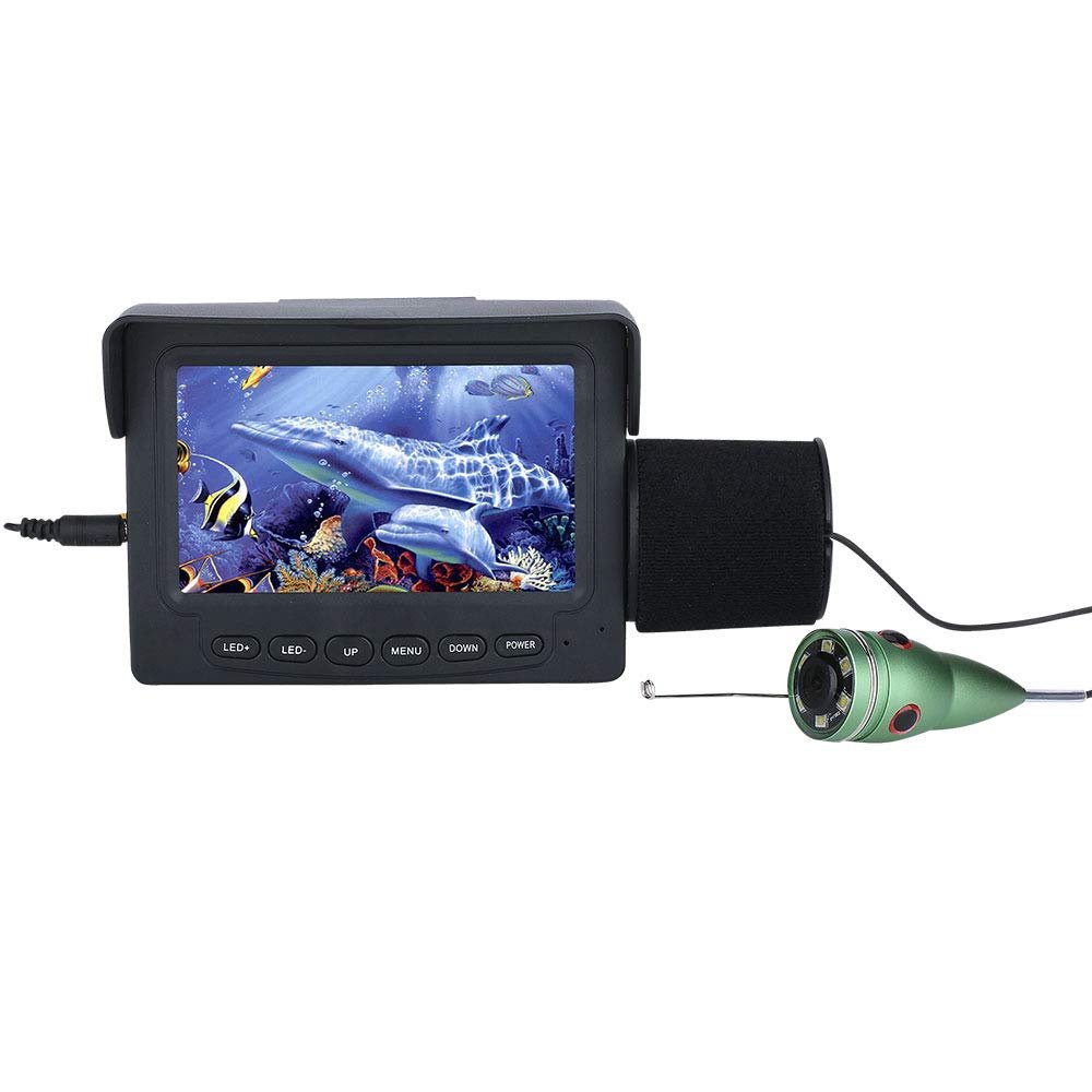 1000TVL Fish Finder Underwater Fishing Camera 4.3" LCD Monitor 6PCS 1W White LED Camera for Fishing,15m (15m)