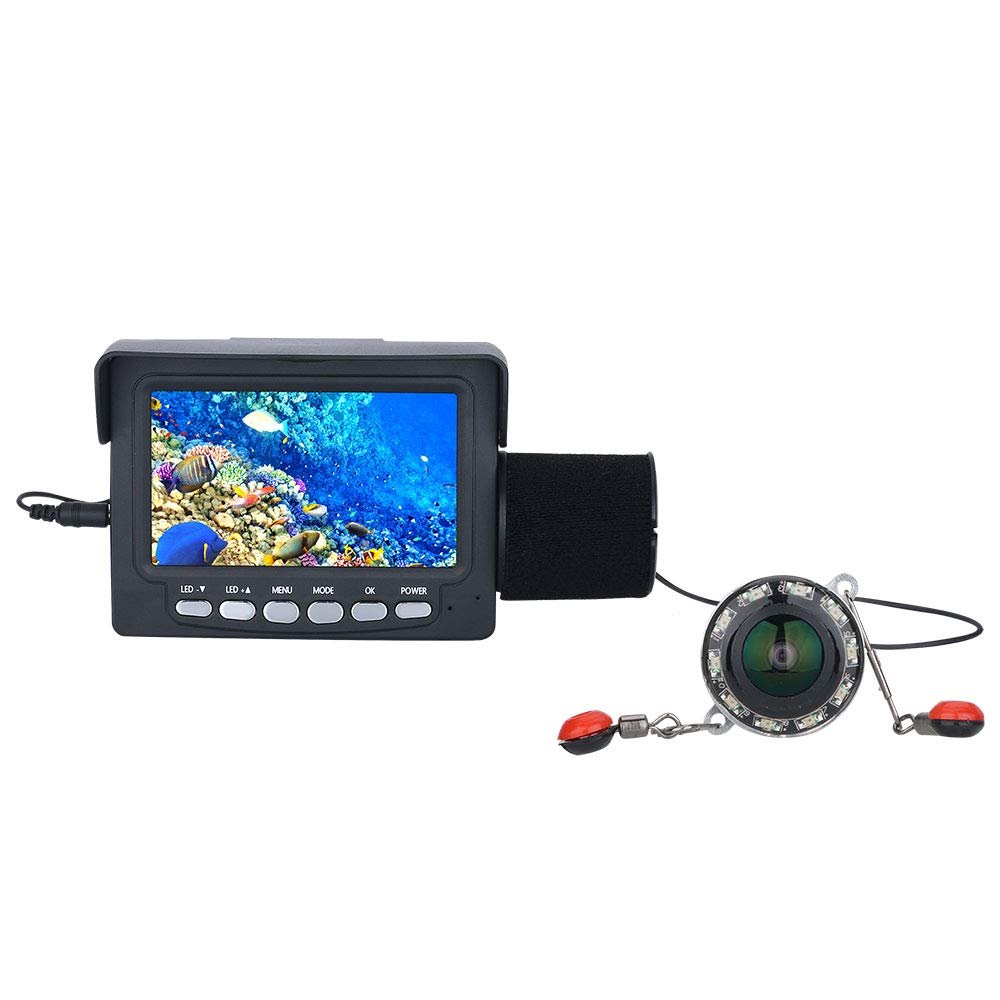1000TVL Fish Finder Underwater Fishing Camera 4.3 inch DVR Recorder Monitor LED 175 Degrees Camera for Fishing,15m (15m)