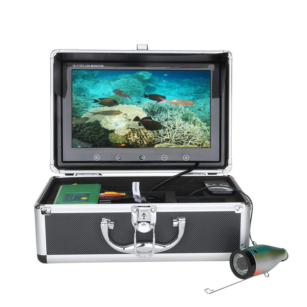 10 inch Fish Finder Underwater Fishing Camera 1080P 15M Camera+15pcs White LEDs for Ice Fishing,30m (30m)